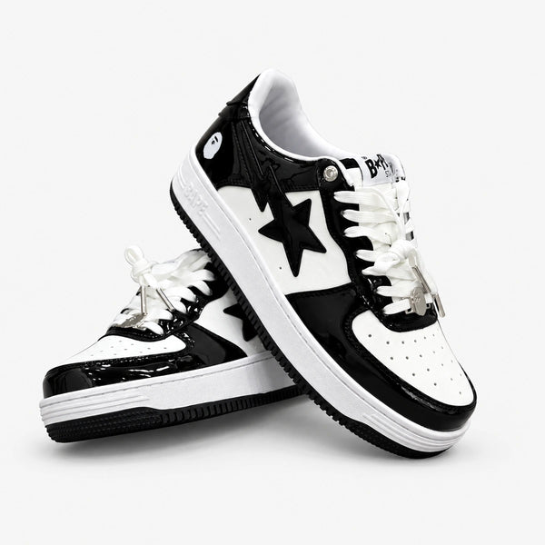 BAPE Sta Low Blanco Negro Charol